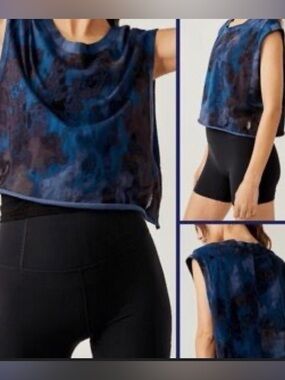 Free People FP Movement Inspire Tank Blue Combo XS Cropped